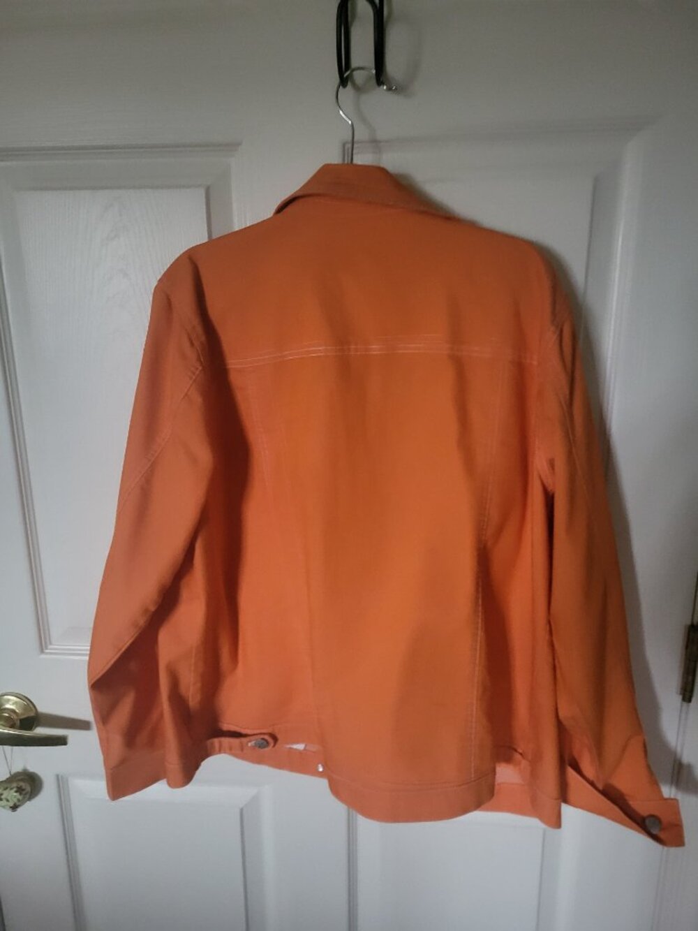 Denim & Co. Vibrant Orange Jean-Style Button-Front Jacket - XL - Picture 2 of 4